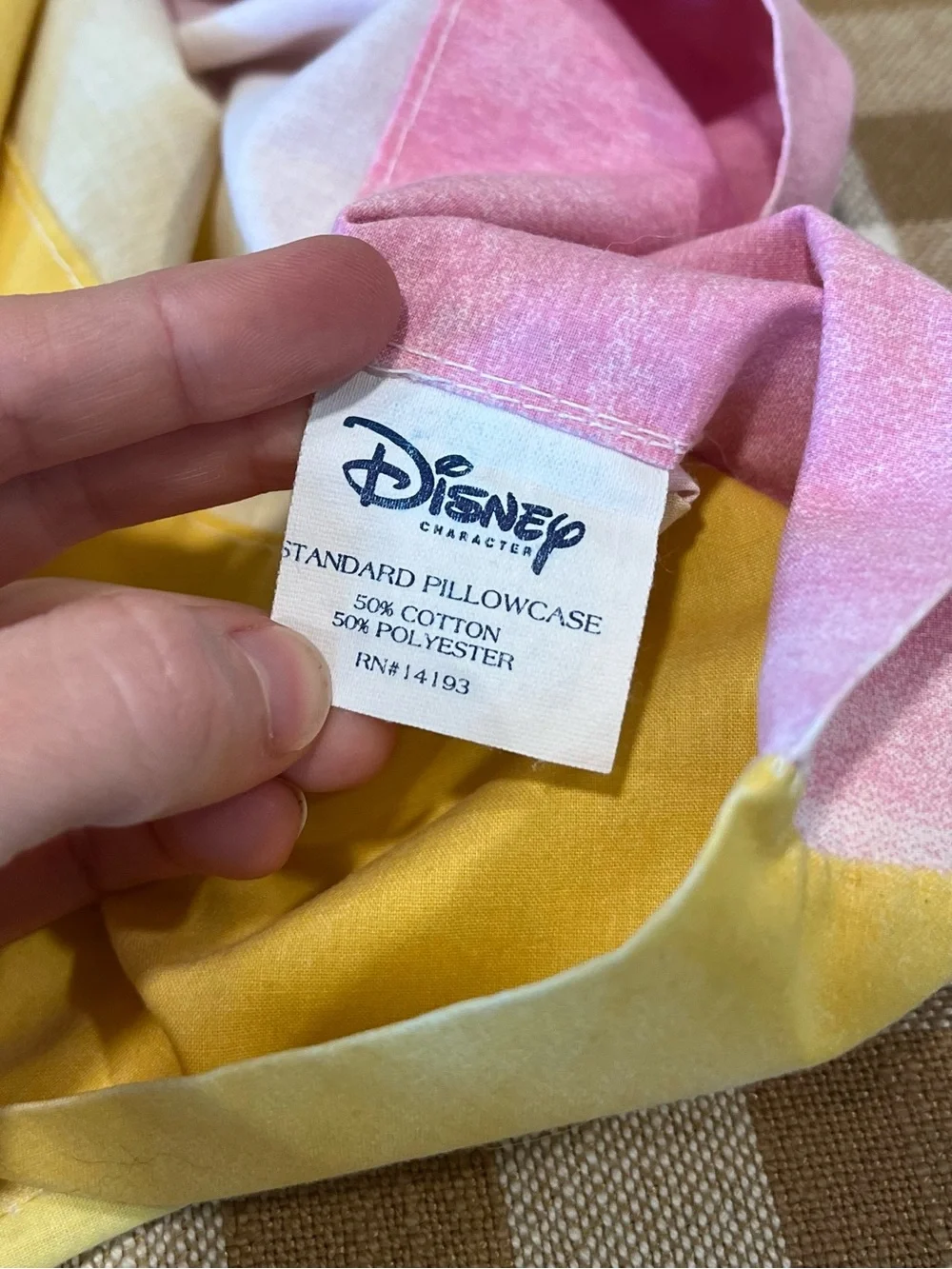 Vintage 90s Disney Princess Belle Beauty & the Beast Pillowcase Bedroom Bedding